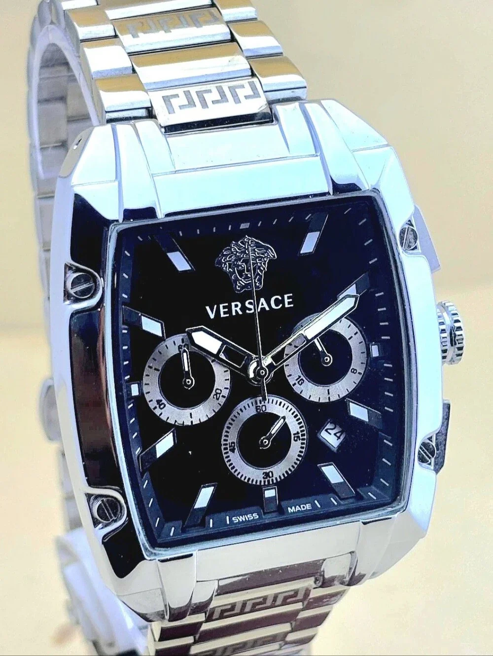 Versace Dominus Quartz Black Dial Date Sub-Sec Men's Watch (Refurbished)